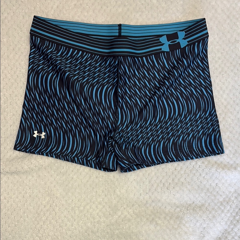 Under Armour Blue and Black Patterned Bike Shorts